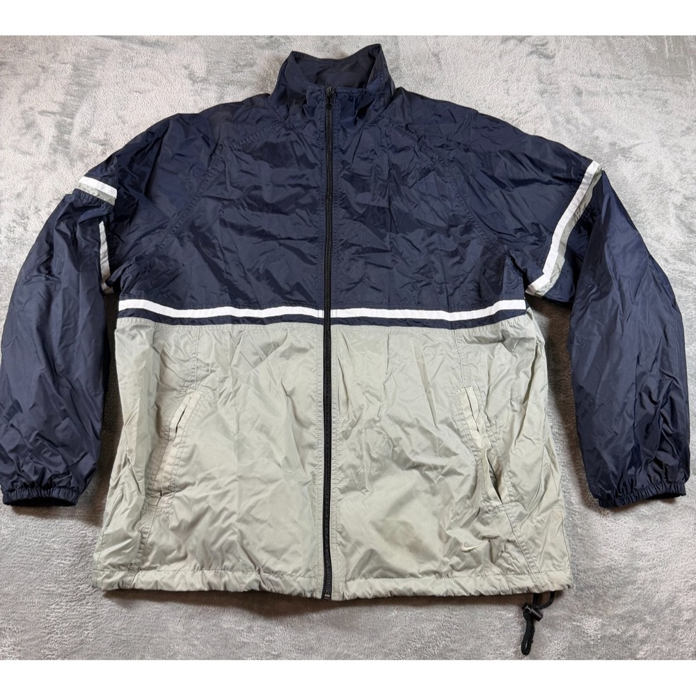 Vtg Nike Colorblock Windbreaker Jacket Men's M Navy Gray Full Zip Malaysia